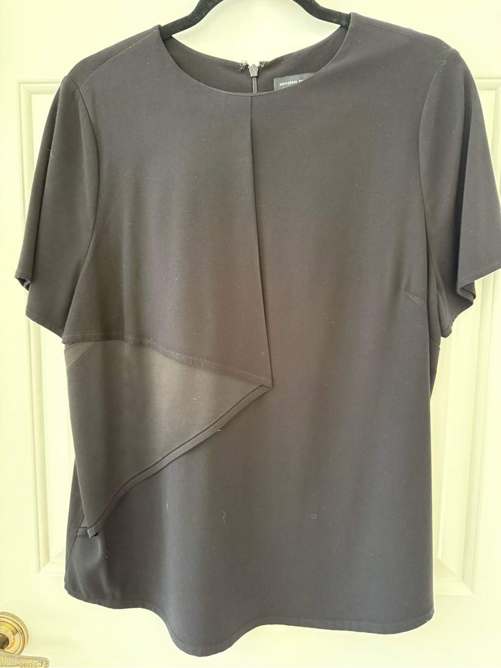 Universal Standard Black Short-Sleeve Draped Origami Top